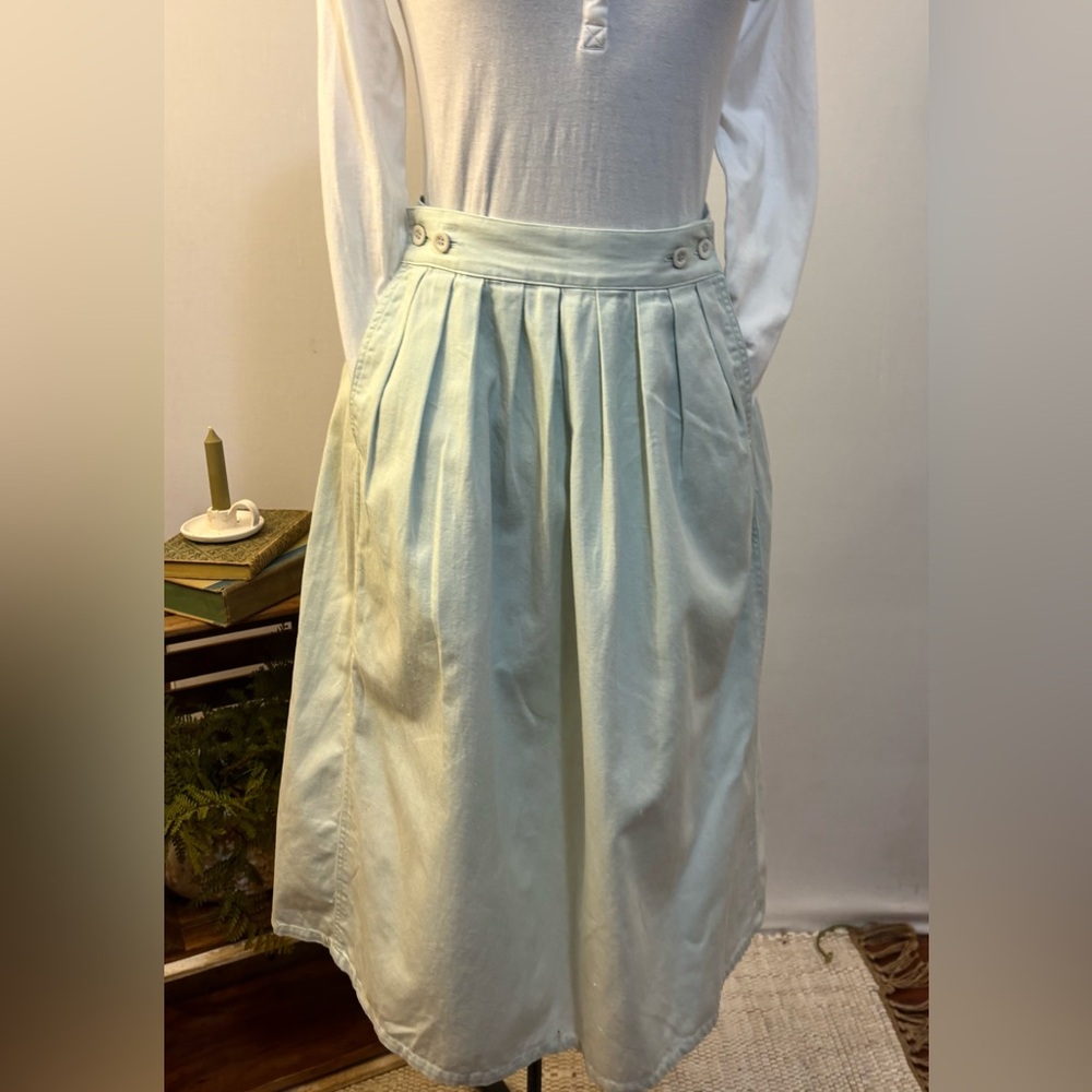 Vintage Calvin Klein Sport SMALL Pleated Full Skirt Light Mint Green COTTON
